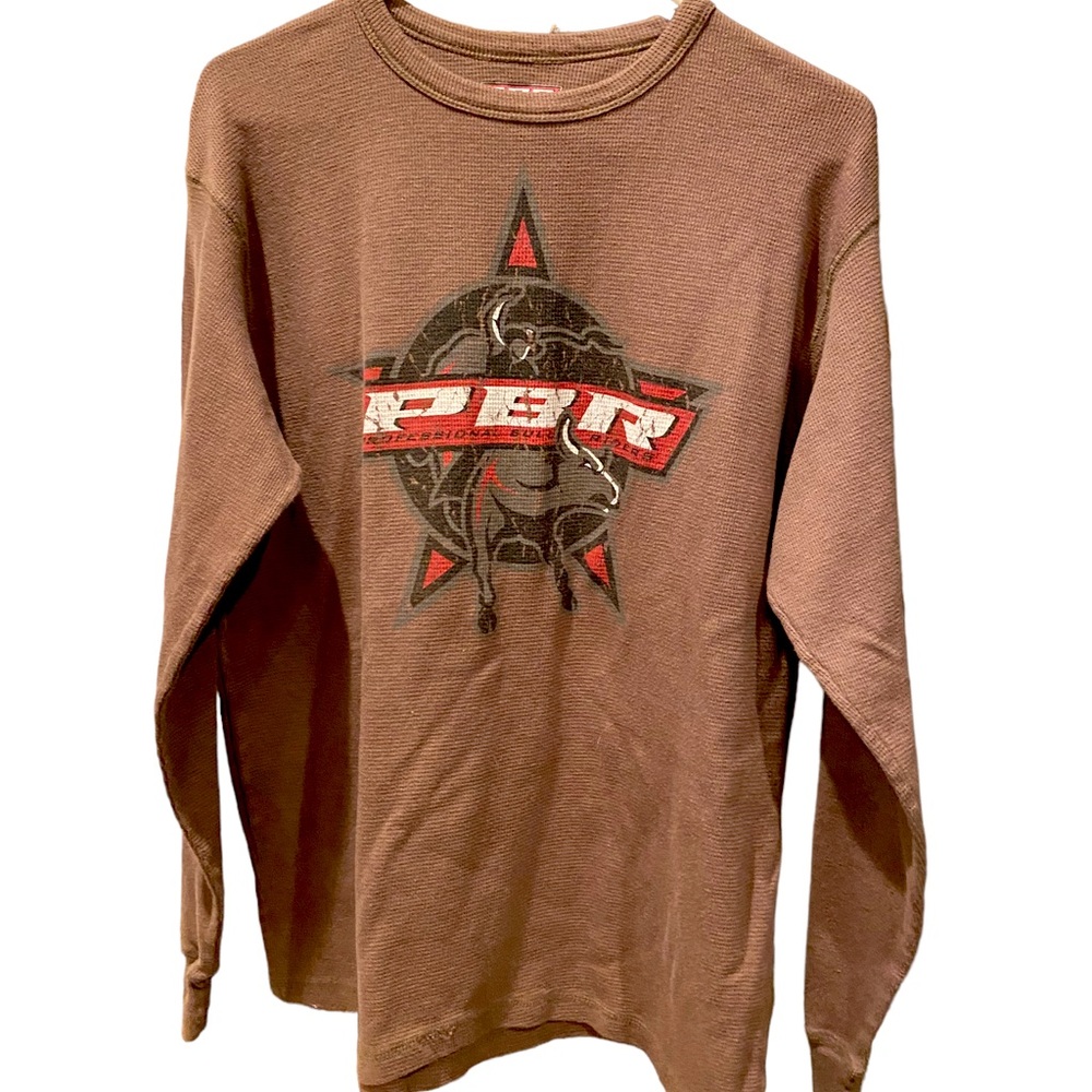 PBR Professional Bull Rider Thick Long Sleeve Thermal Shirt Men’s Brown XXL
